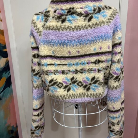 Cozy Pastel Sherpa Fleece Zip-Up Jacket - Picture 3 of 3